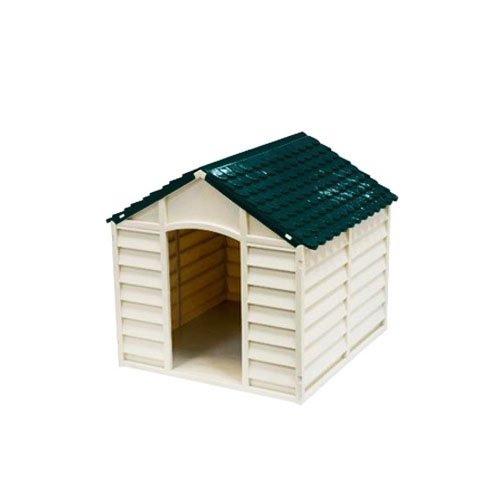 Cuccia per cani in Pvc per esterno colore grigio chiaro con tetto verde